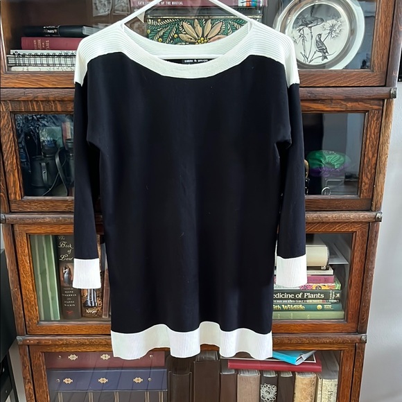 Cable & Gauge Black & Ivory Tunic Sweater - Picture 1 of 15